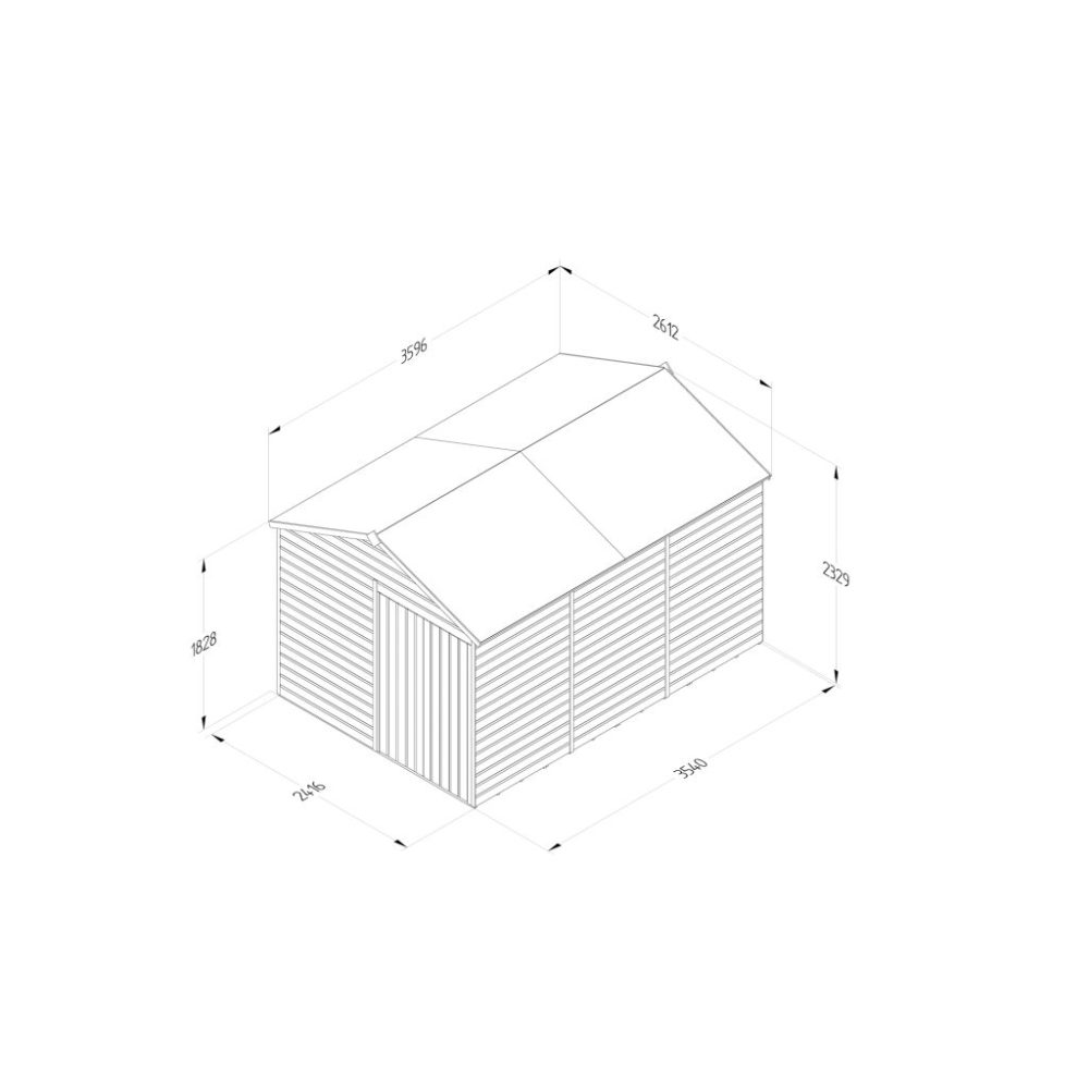 Forest Beckwood 8 x 12 Apex Shed - No Windows - Double Door - Image 4