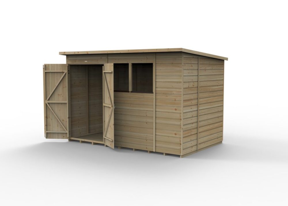 Forest Beckwood 10 x 6 Pent Shed - 2 Windows - Double Door - Image 2