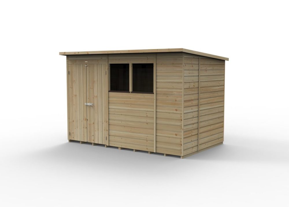 Forest Beckwood 10 x 6 Pent Shed - 2 Windows - Double Door - Image 3