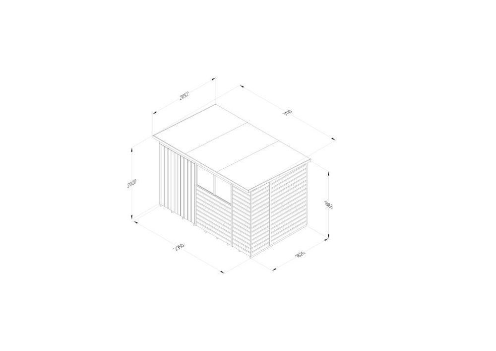 Forest Beckwood 10 x 6 Pent Shed - 2 Windows - Double Door - Image 4