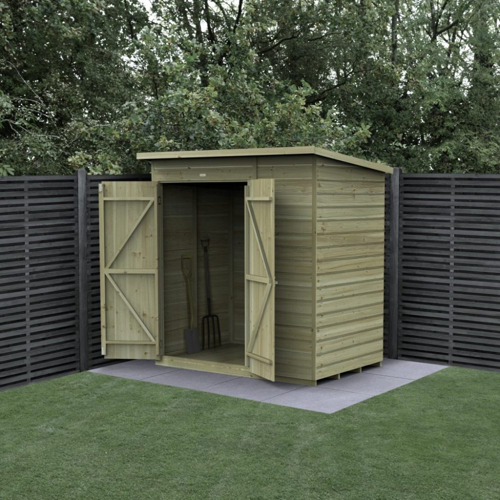 Forest Beckwood 6 x 4 Pent Shed - No Windows - Double Door