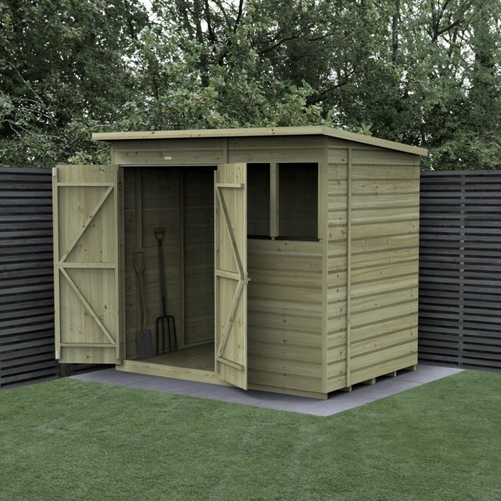 Forest Beckwood 7 x 5 Pent Shed - 2 Windows - Double Door