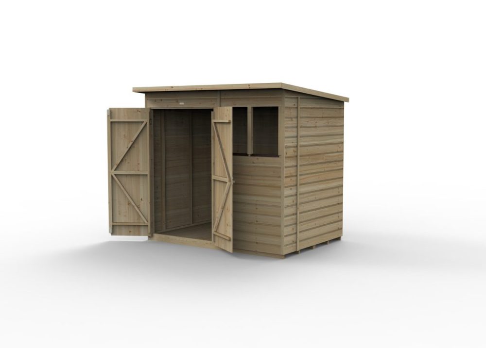 Forest Beckwood 7 x 5 Pent Shed - 2 Windows - Double Door - Image 2