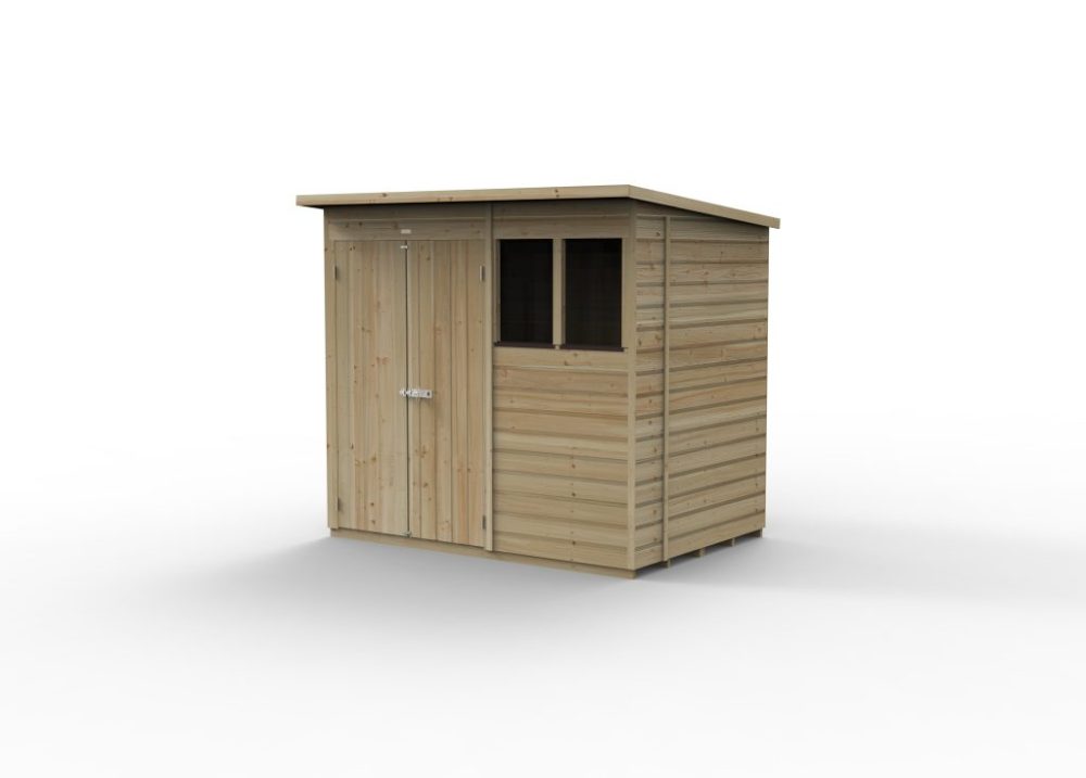 Forest Beckwood 7 x 5 Pent Shed - 2 Windows - Double Door - Image 3