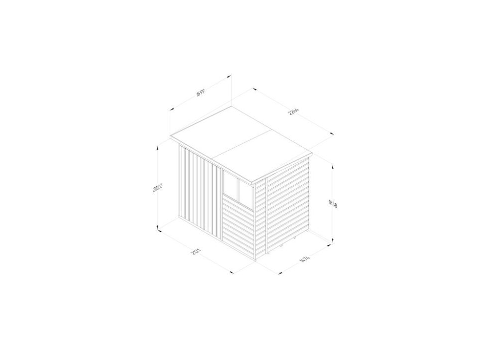 Forest Beckwood 7 x 5 Pent Shed - 2 Windows - Double Door - Image 4