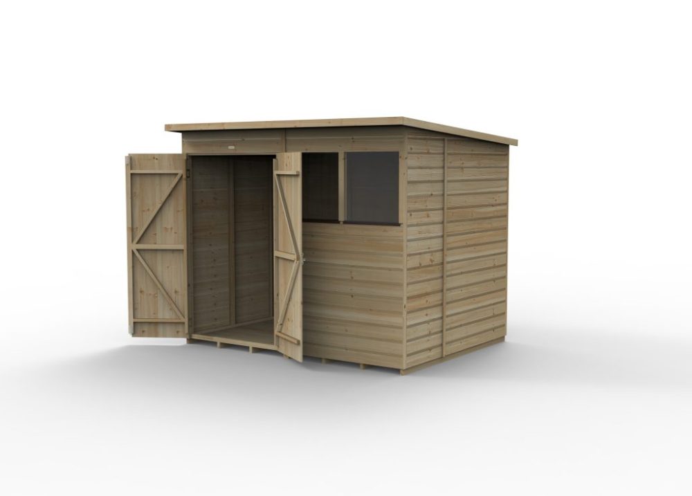 Forest Beckwood 8 x 6 Pent Shed - 2 Windows - Double Door - Image 2