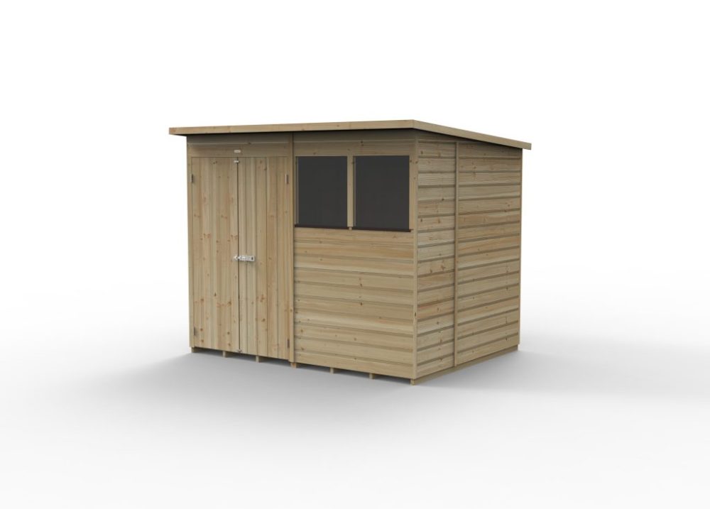Forest Beckwood 8 x 6 Pent Shed - 2 Windows - Double Door - Image 3