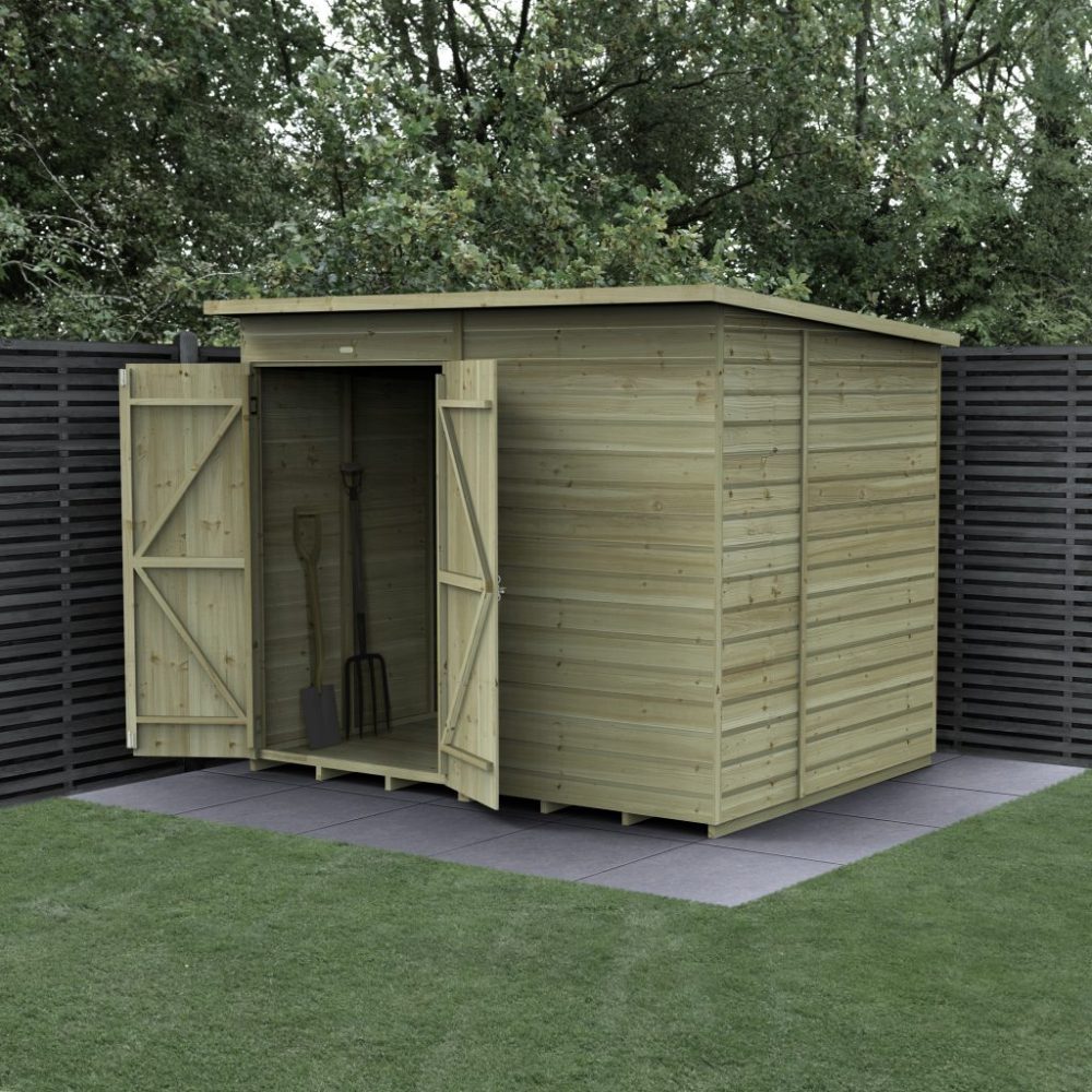 Forest Beckwood 8 x 6 Pent Shed - No Windows - Double Door