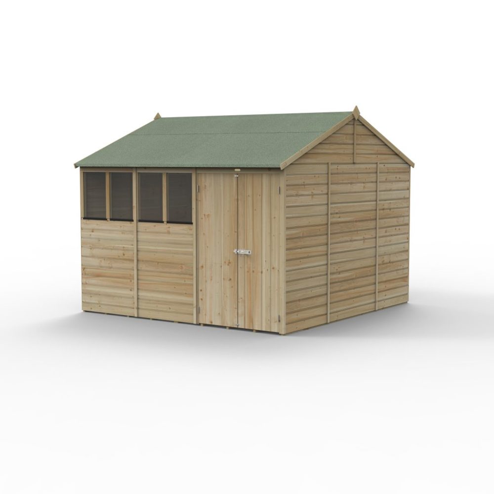 Forest Beckwood 10 x 10 Reverse Apex Shed - 4 Windows - Double Door - Image 3