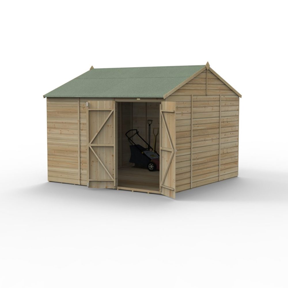 Forest Beckwood 10 x 10 Reverse Apex Shed - No Windows - Double Door - Image 2