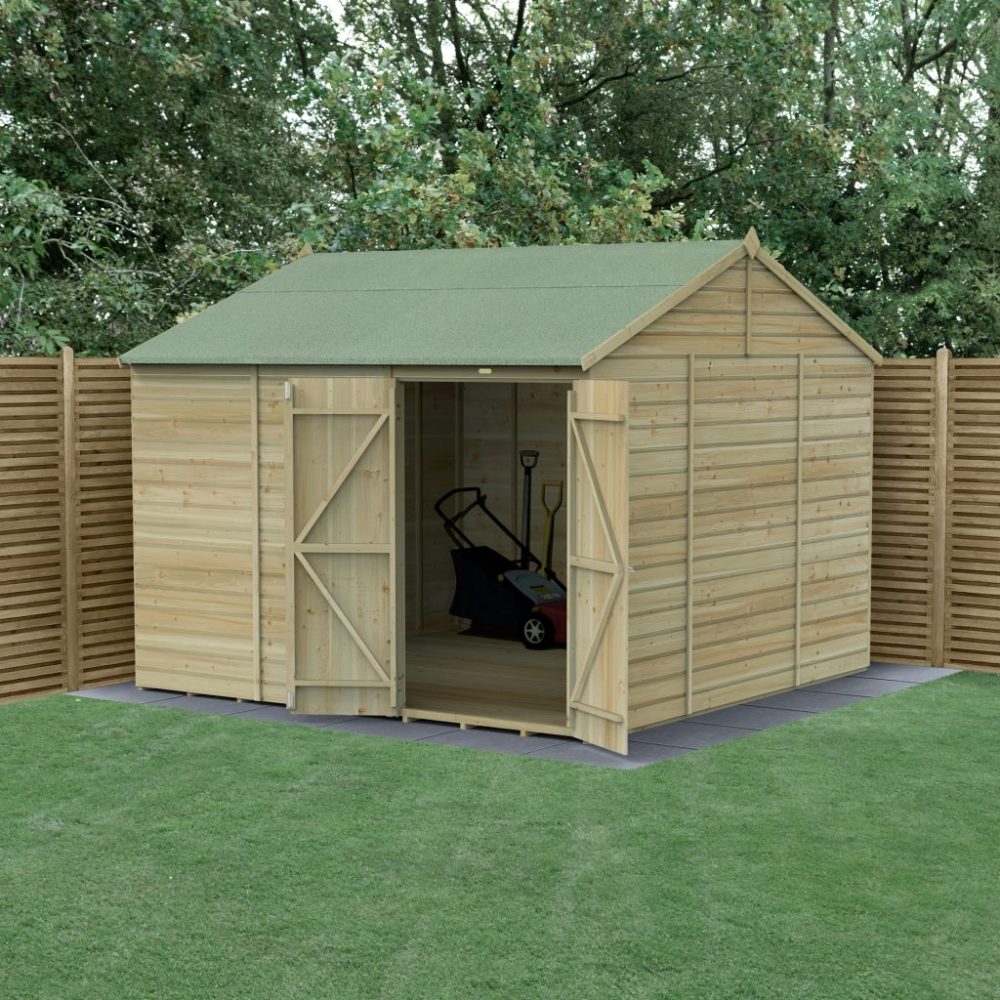 Forest Beckwood 10 x 10 Reverse Apex Shed - No Windows - Double Door