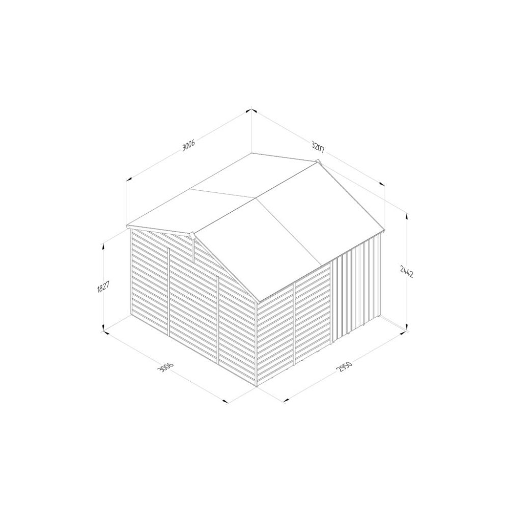 Forest Beckwood 10 x 10 Reverse Apex Shed - No Windows - Double Door - Image 4