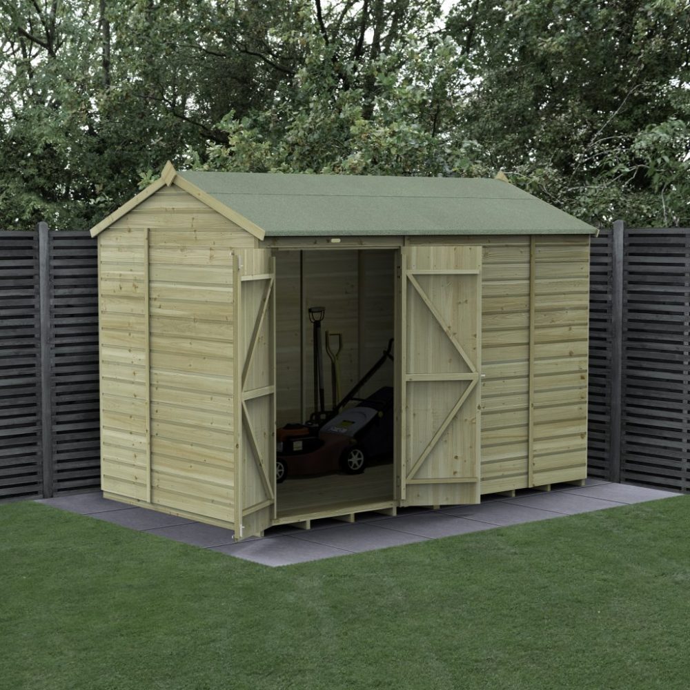 Forest Beckwood 10 x 6 Reverse Apex Shed - No Windows - Double Door