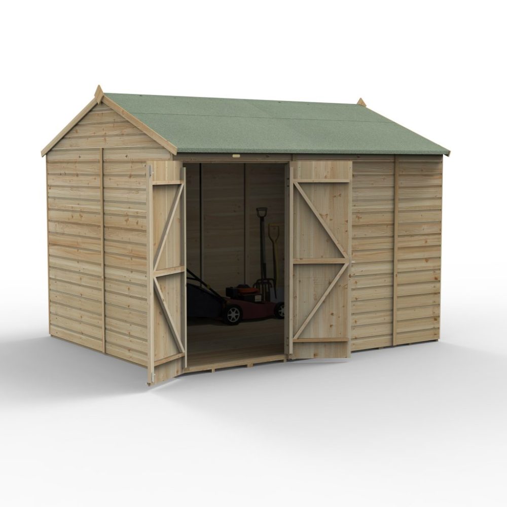 Forest Beckwood 10 x 8 Reverse Apex Shed - No Windows - Double Door - Image 2