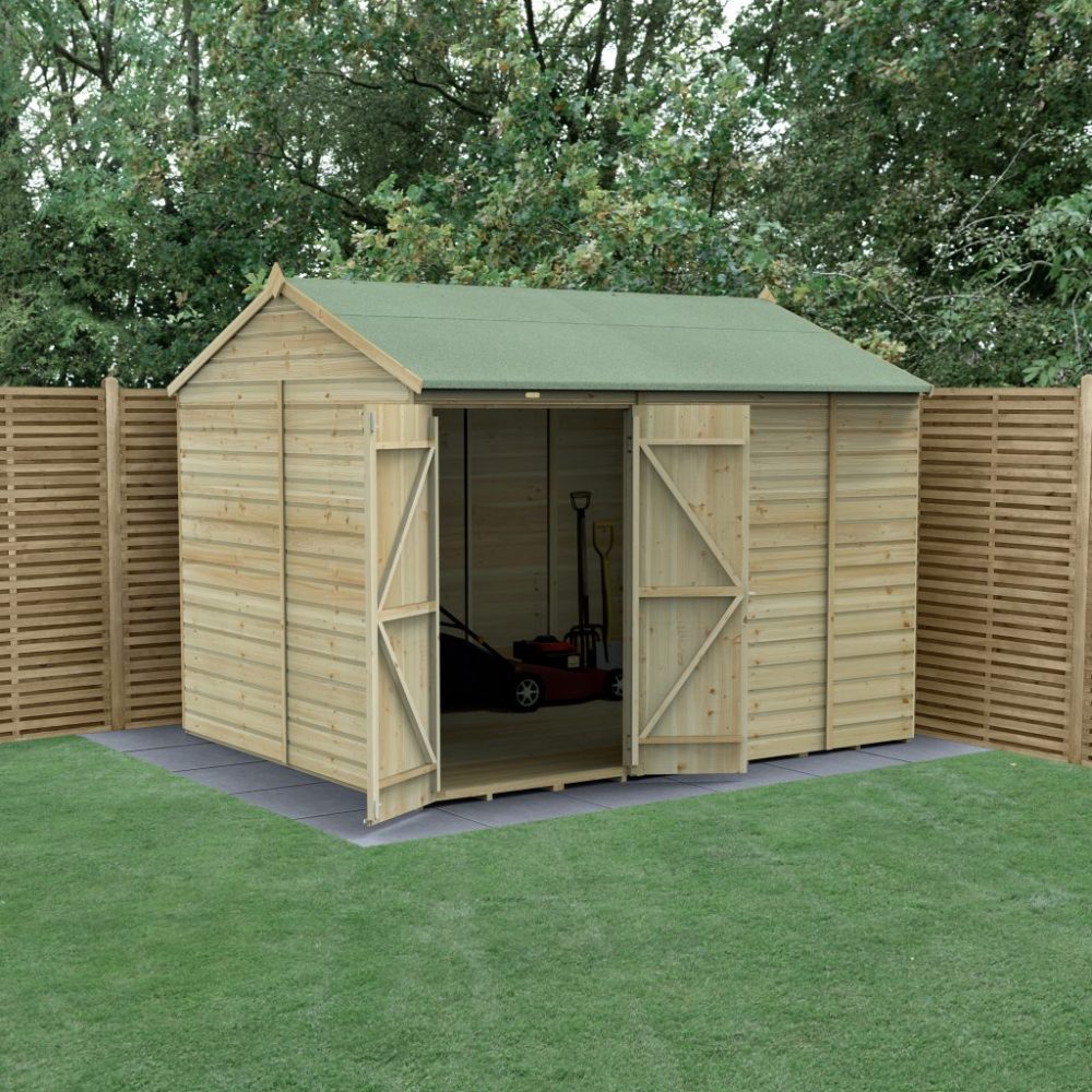Forest Beckwood 10 x 8 Reverse Apex Shed - No Windows - Double Door