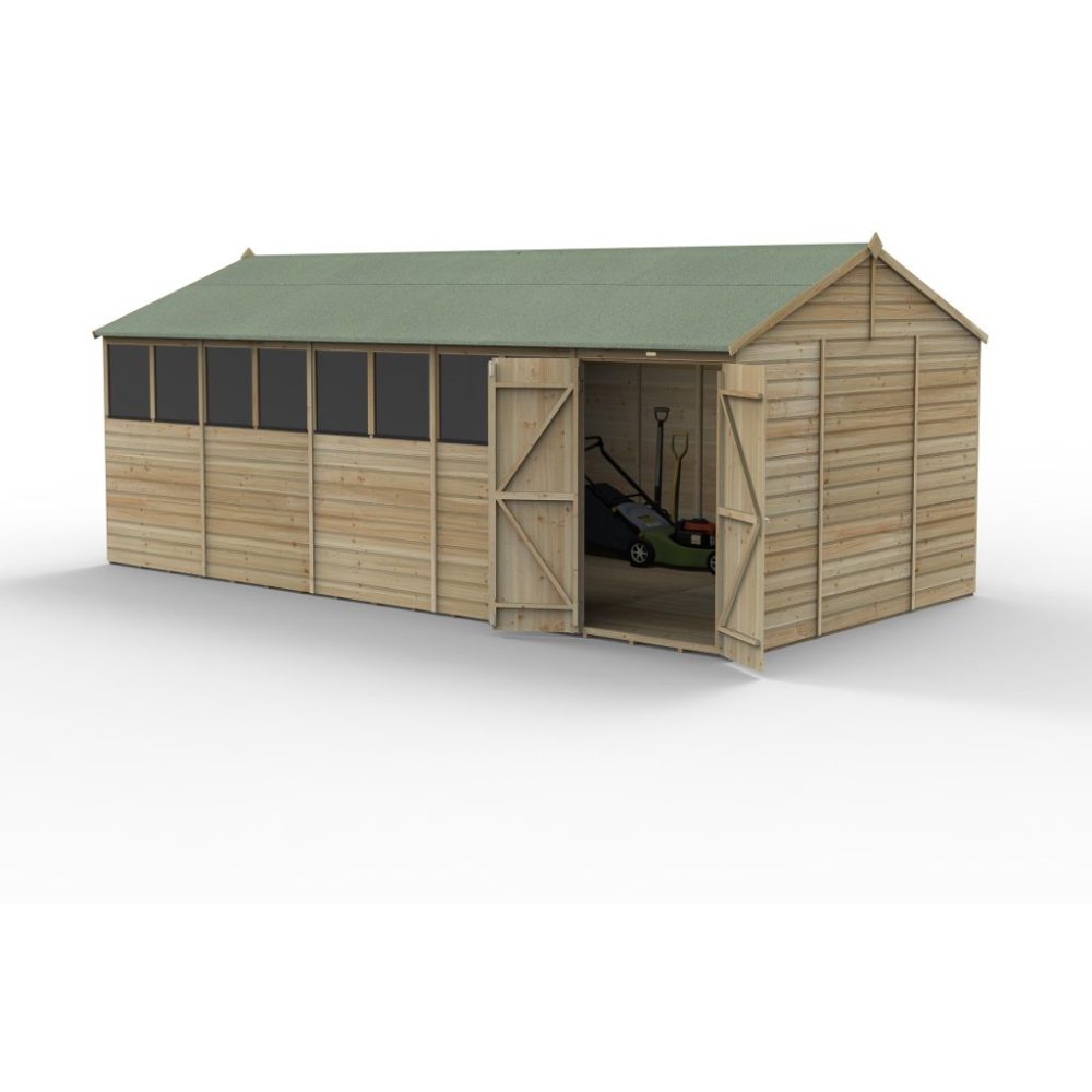 Forest Beckwood 20 x 10 Reverse Apex Shed - 8 Windows - Double Door - Image 2