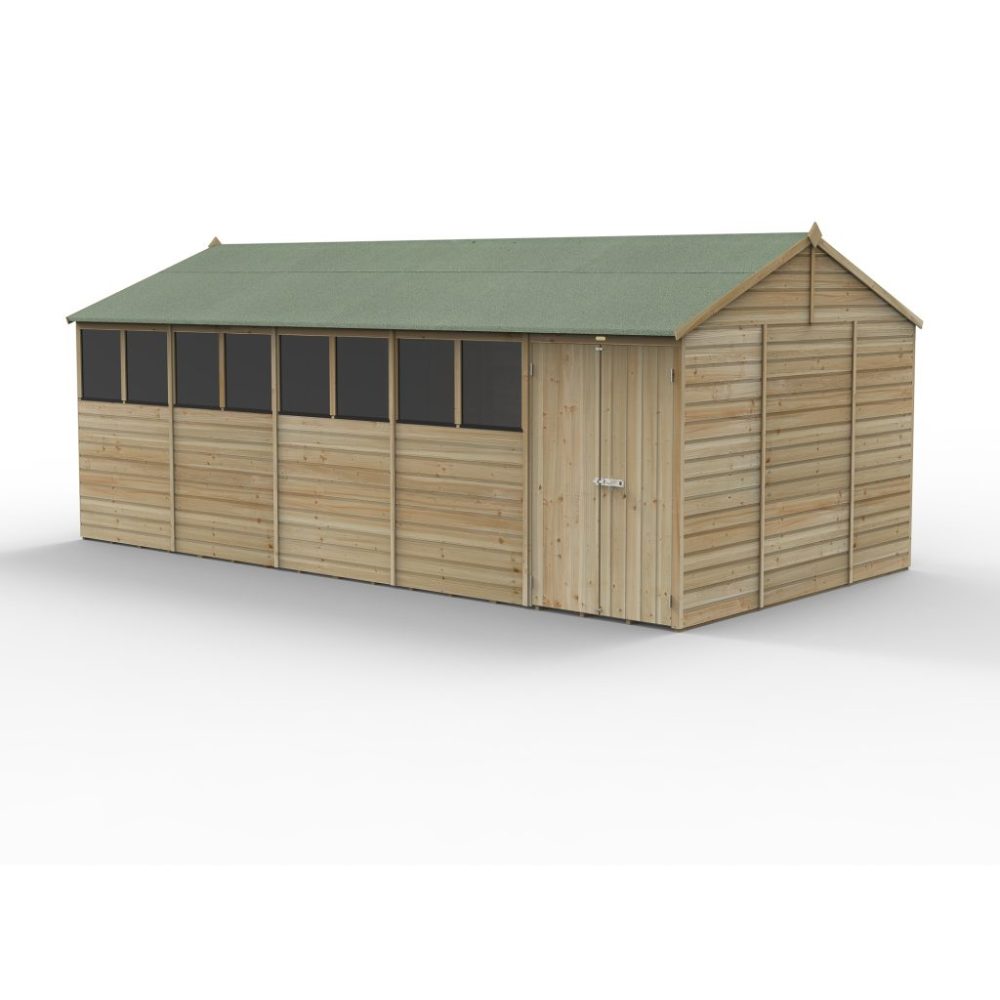 Forest Beckwood 20 x 10 Reverse Apex Shed - 8 Windows - Double Door - Image 3