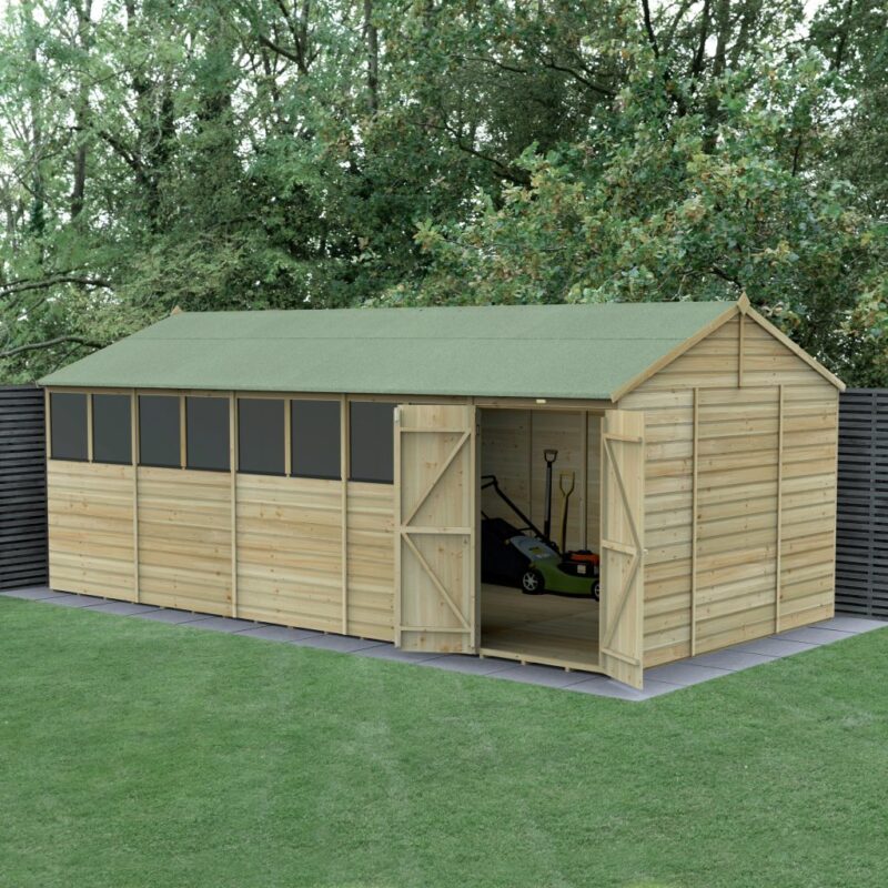 Forest Beckwood 20 x 10 Reverse Apex Shed - 8 Windows - Double Door