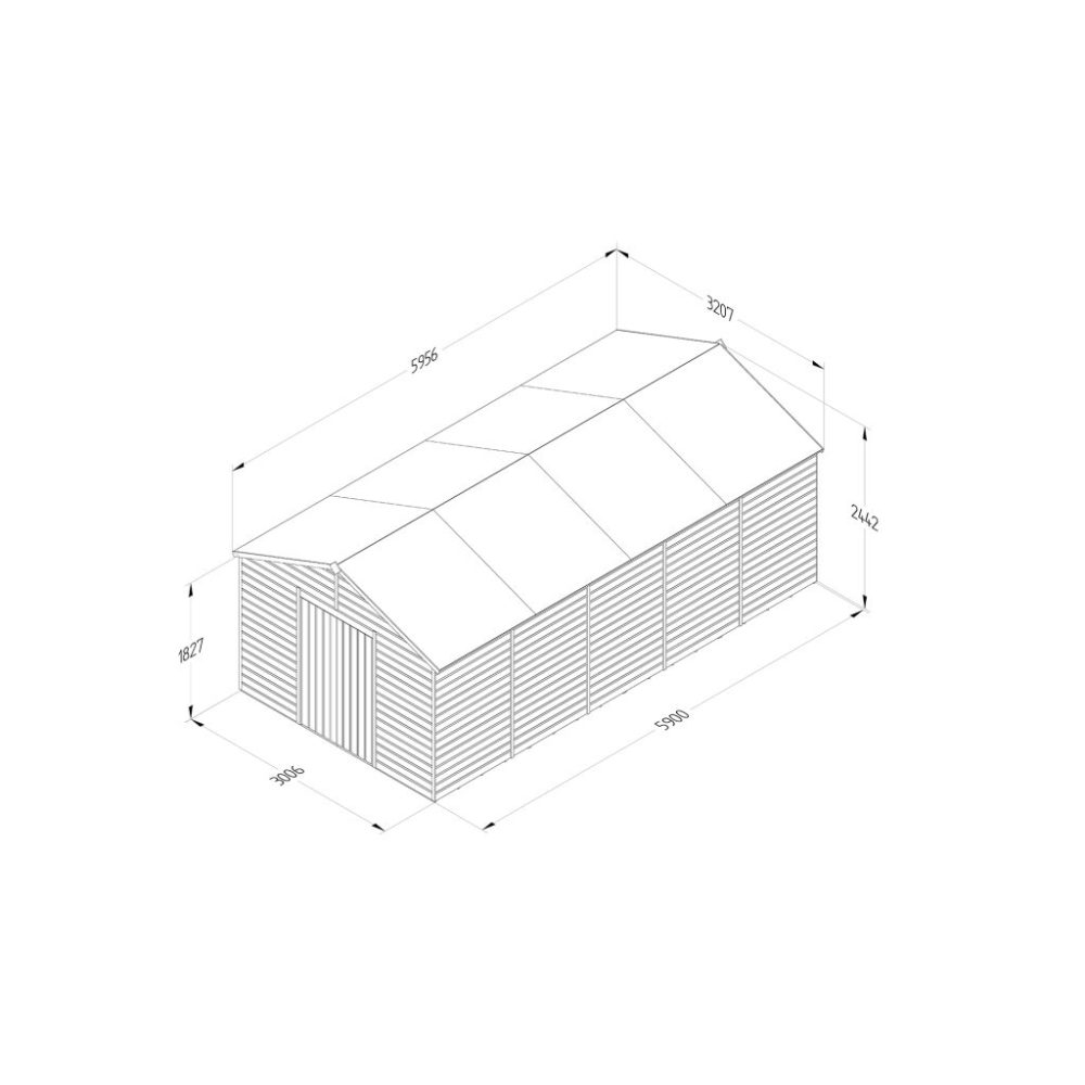 Forest Beckwood 20 x 10 Reverse Apex Shed - No Windows - Double Door - Image 4