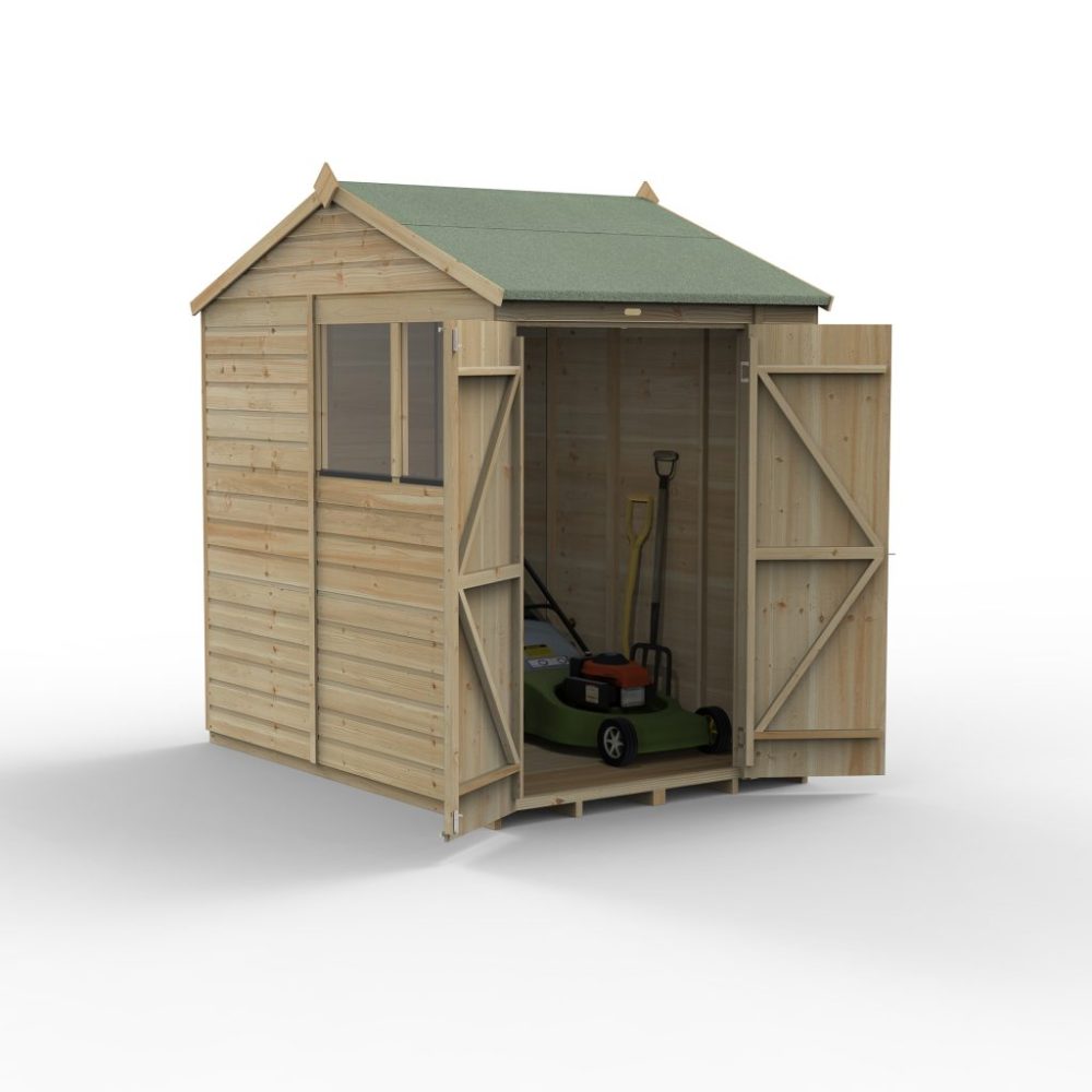 Forest Beckwood 5 x 7 Reverse Apex Shed - 2 Windows - Double Door - Image 2