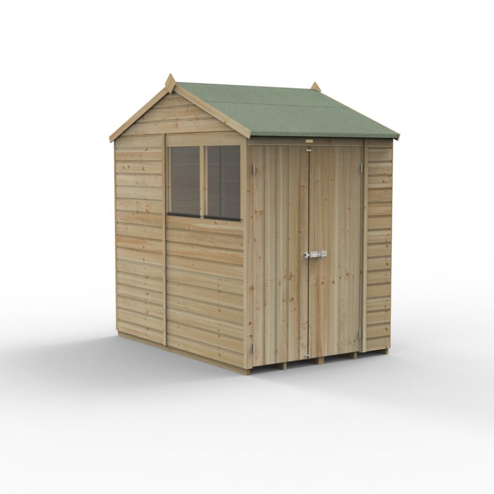 Forest Beckwood 5 x 7 Reverse Apex Shed - 2 Windows - Double Door - Image 3