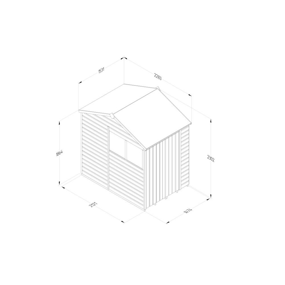 Forest Beckwood 5 x 7 Reverse Apex Shed - 2 Windows - Double Door - Image 4