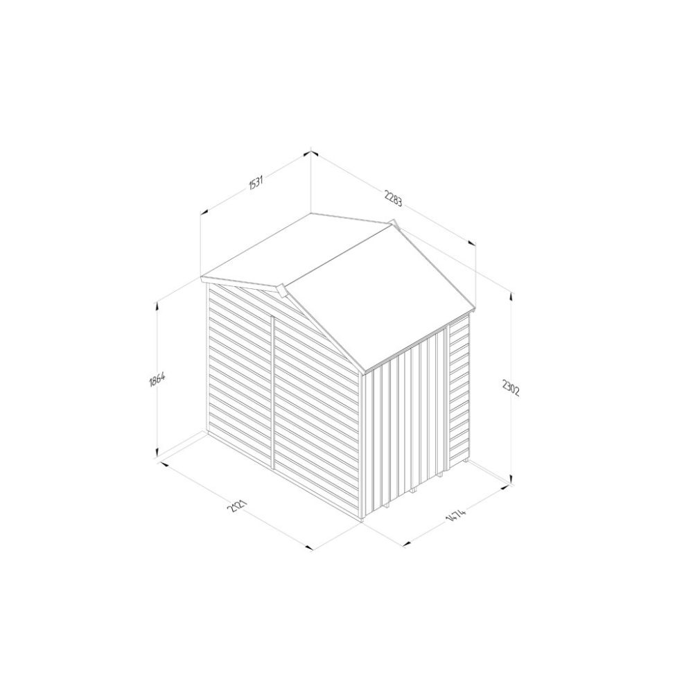 Forest Beckwood 5 x 7 Reverse Apex Shed - No Windows - Double Door - Image 4
