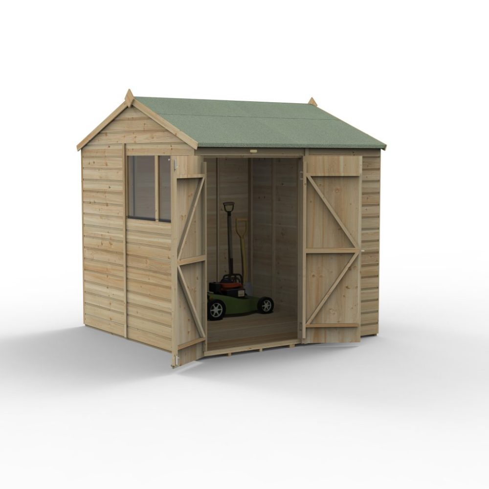 Forest Beckwood 7 x 7 Reverse Apex Shed - 2 Windows - Double Door - Image 2