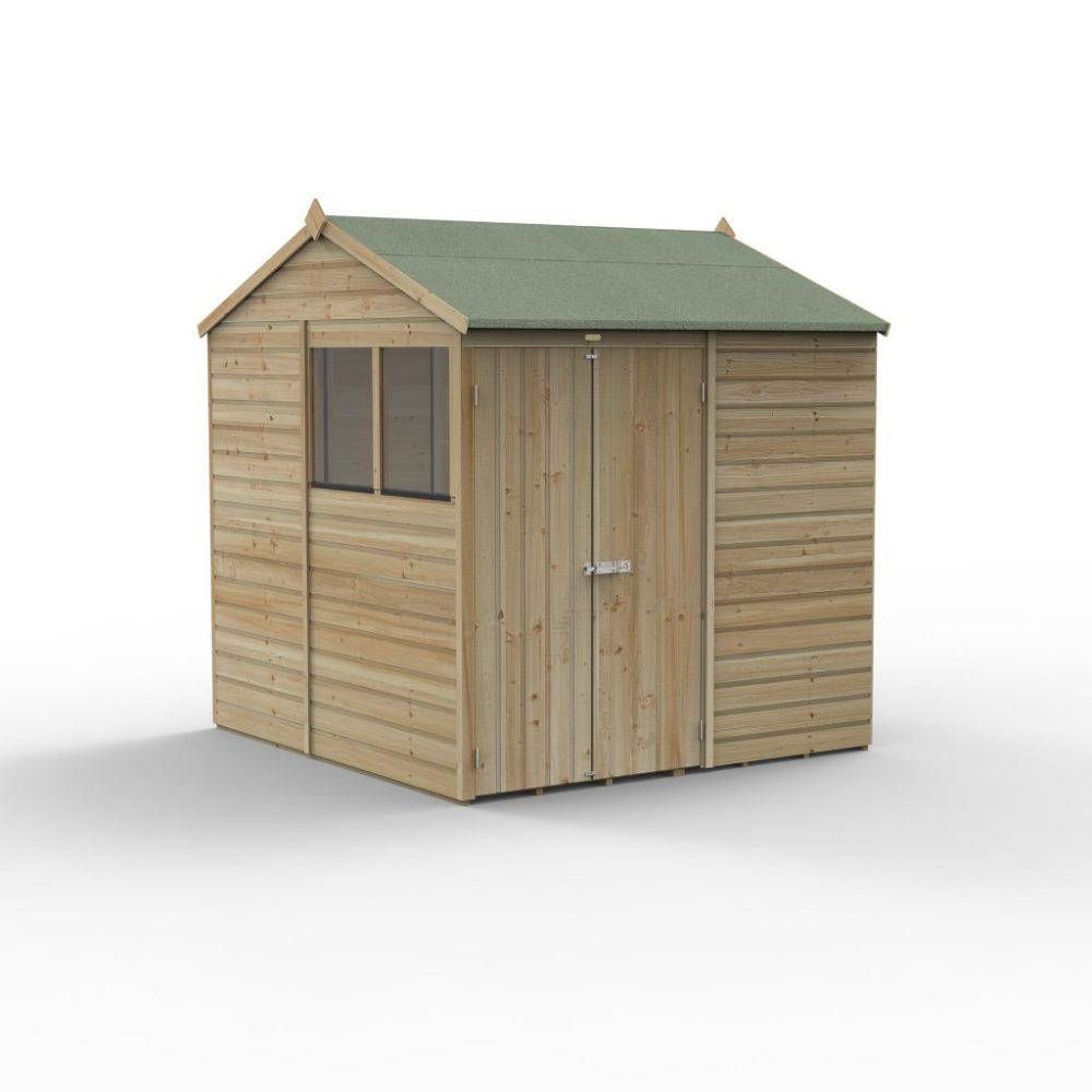 Forest Beckwood 7 x 7 Reverse Apex Shed - 2 Windows - Double Door - Image 3