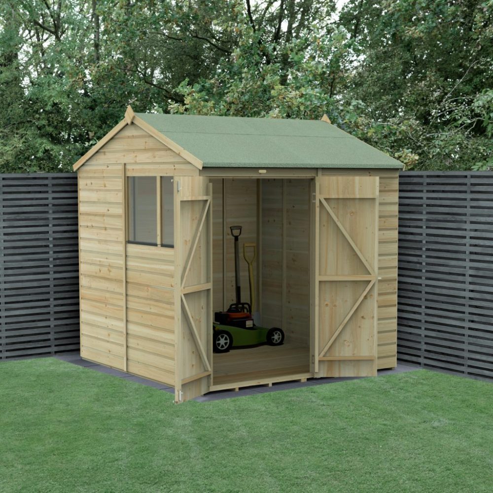 Forest Beckwood 7 x 7 Reverse Apex Shed - 2 Windows - Double Door