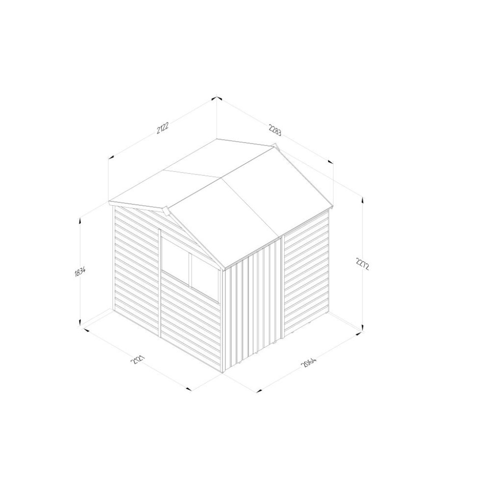 Forest Beckwood 7 x 7 Reverse Apex Shed - 2 Windows - Double Door - Image 4