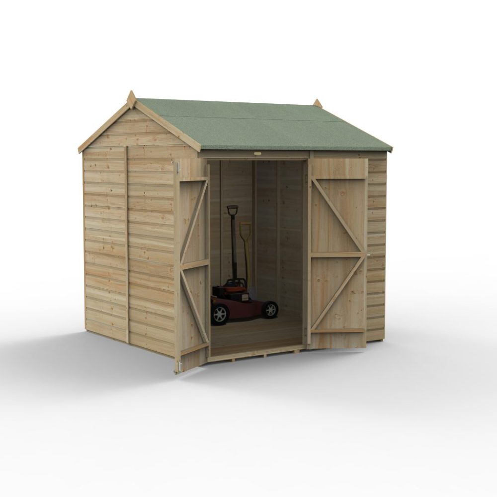 Forest Beckwood 7 x 7 Reverse Apex Shed - No Windows - Double Door - Image 2
