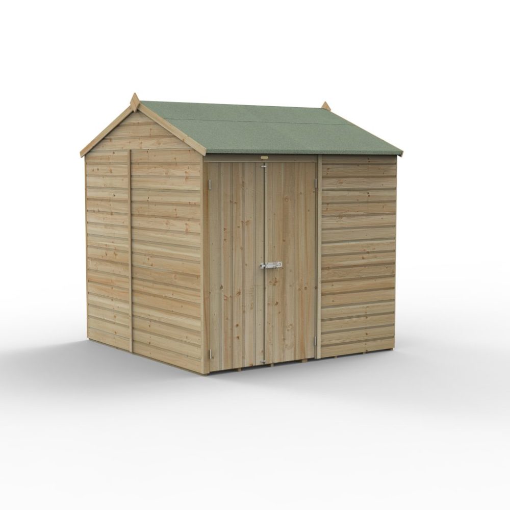 Forest Beckwood 7 x 7 Reverse Apex Shed - No Windows - Double Door - Image 3