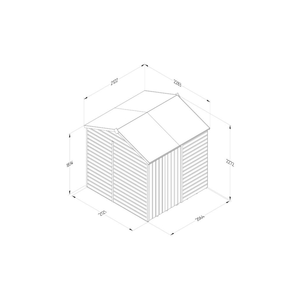 Forest Beckwood 7 x 7 Reverse Apex Shed - No Windows - Double Door - Image 4
