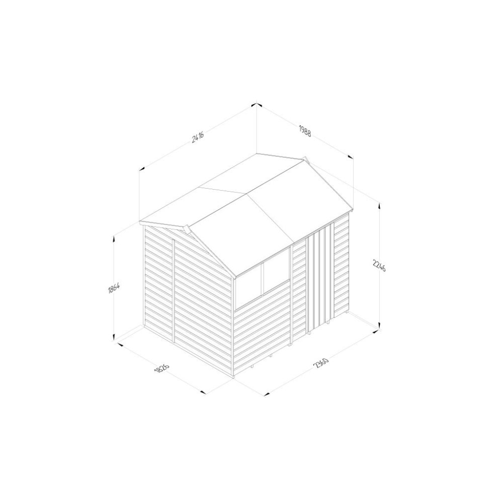 Forest Beckwood 8 x 6 Reverse Apex Shed - 2 Windows - Image 4