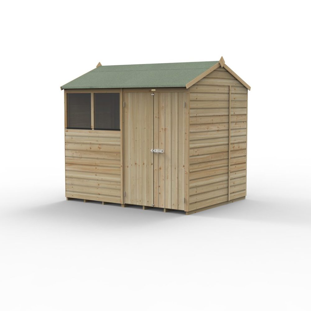 Forest Beckwood 8 x 6 Reverse Apex Shed - 2 Windows - Double Door - Image 3