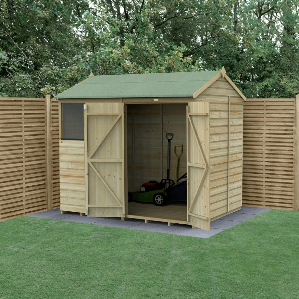 Forest Beckwood 8 x 6 Reverse Apex Shed - 2 Windows - Double Door