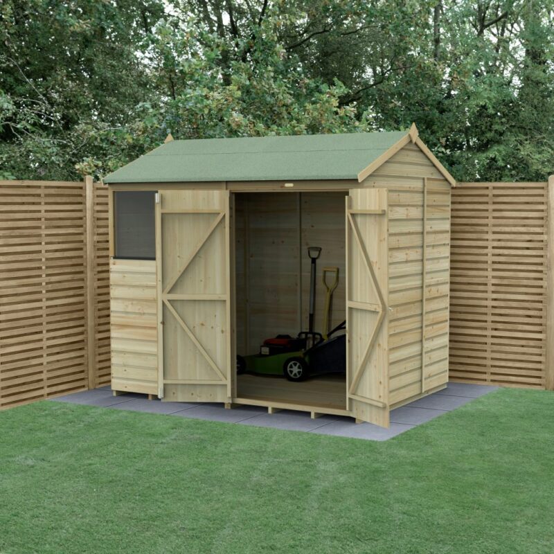 Forest Beckwood 8 x 6 Reverse Apex Shed - 2 Windows - Double Door