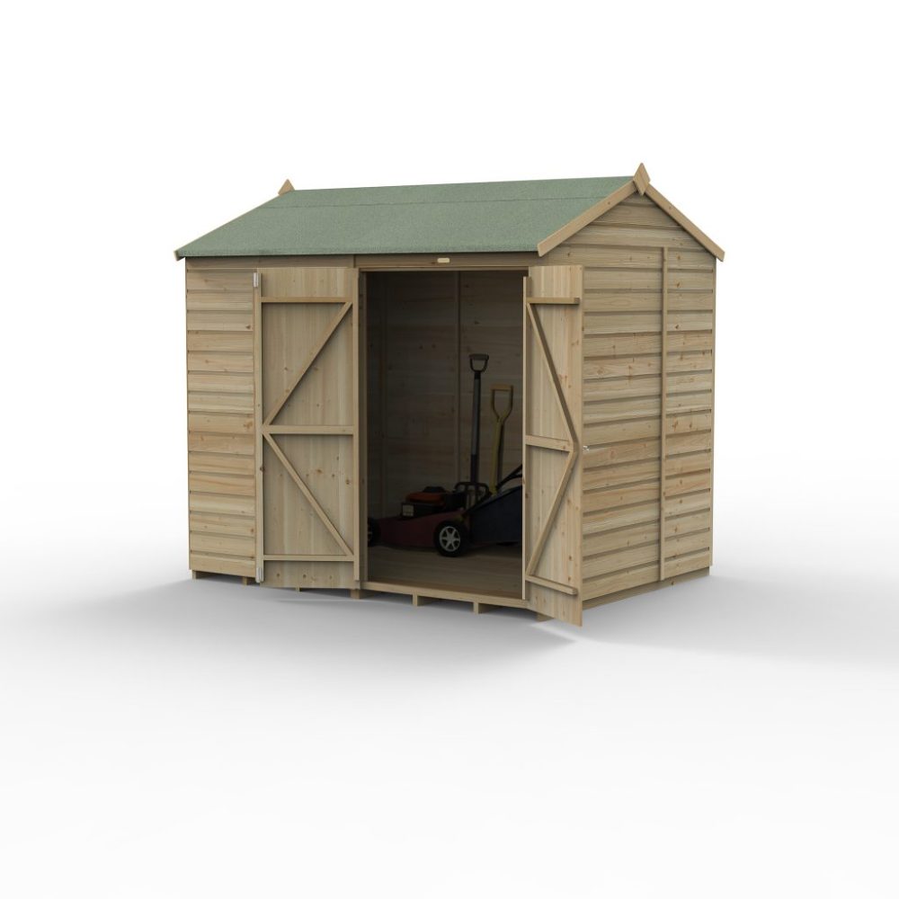 Forest Beckwood 8 x 6 Reverse Apex Shed - No Windows - Double Door - Image 2