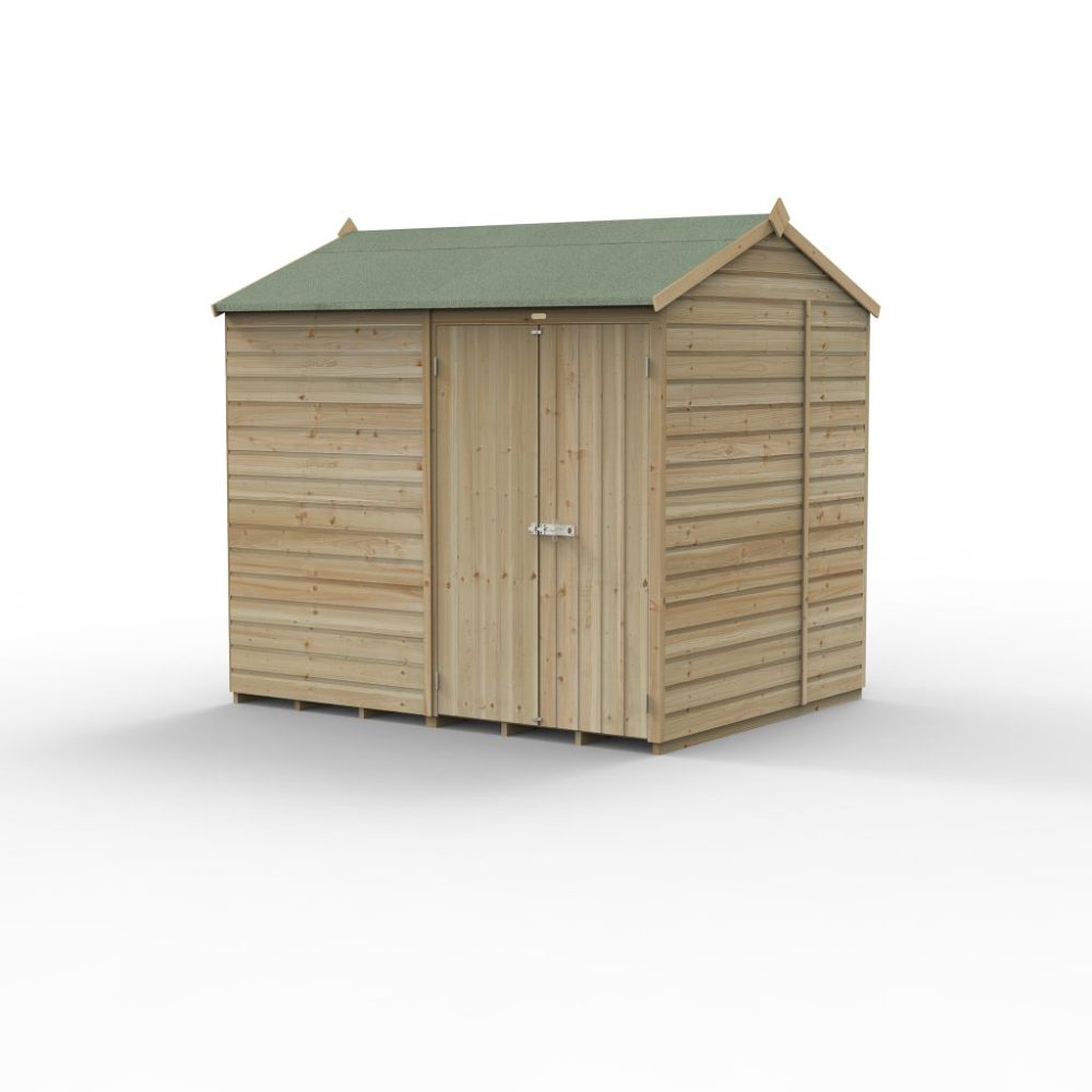 Forest Beckwood 8 x 6 Reverse Apex Shed - No Windows - Double Door - Image 3