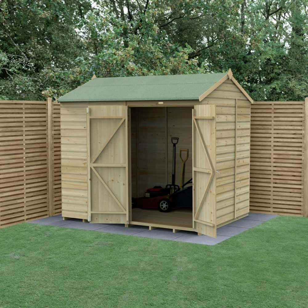 Forest Beckwood 8 x 6 Reverse Apex Shed - No Windows - Double Door