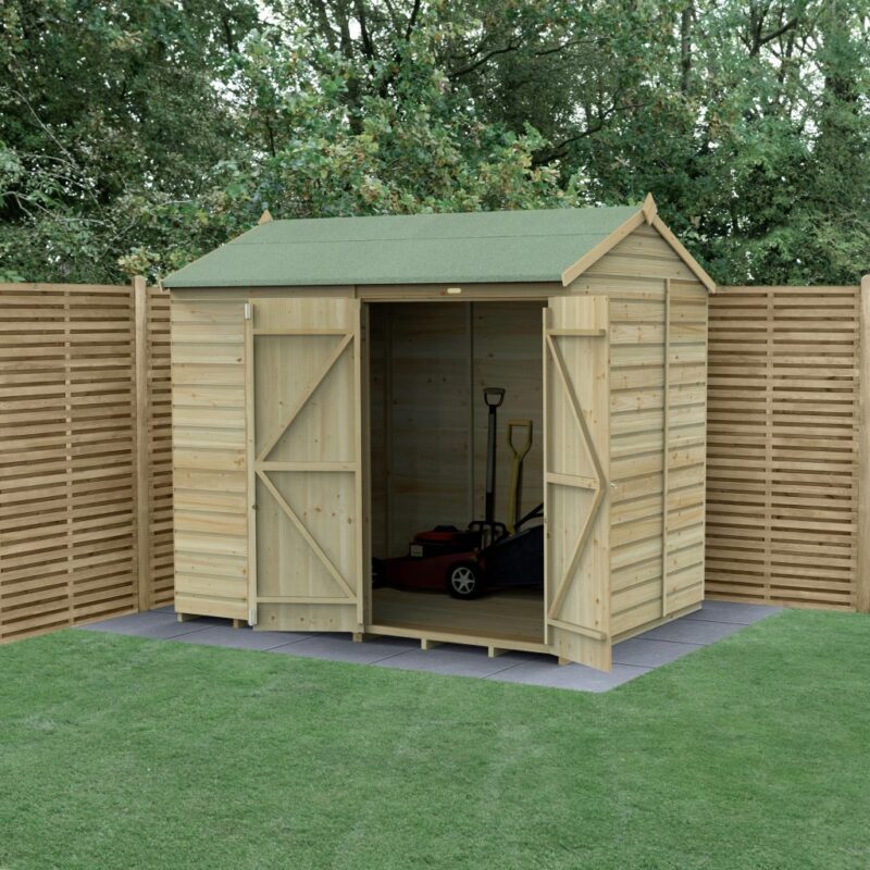 Forest Beckwood 8 x 6 Reverse Apex Shed - No Windows - Double Door