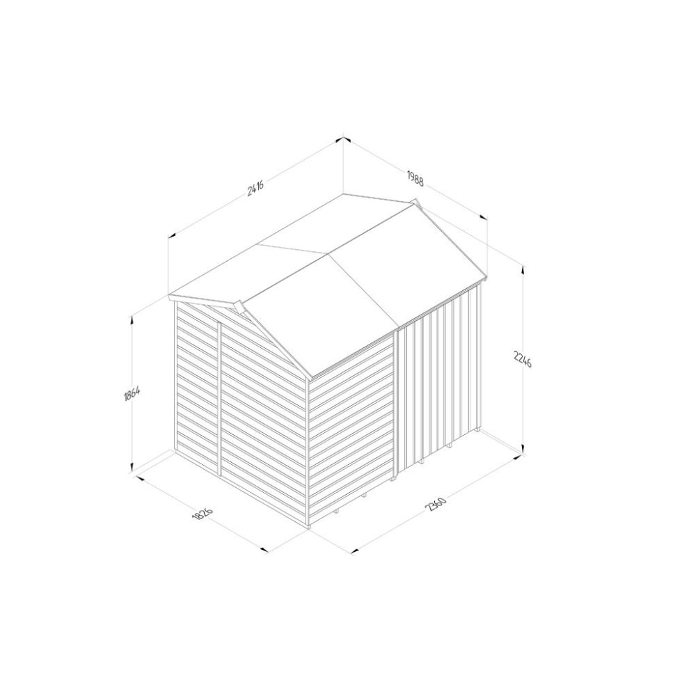 Forest Beckwood 8 x 6 Reverse Apex Shed - No Windows - Double Door - Image 4