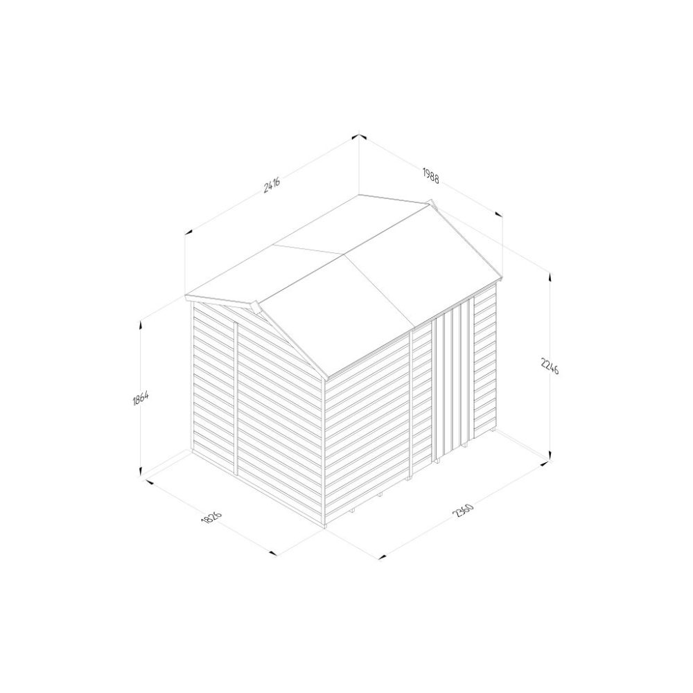 Forest Beckwood 8 x 6 Reverse Apex Shed - No Windows - Image 2