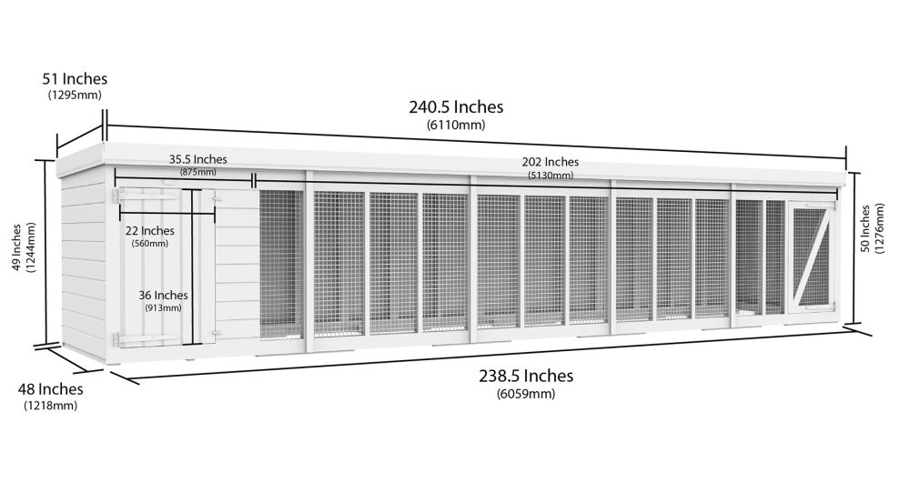 20ft x 4ft Dog Kennel and Run - Image 2