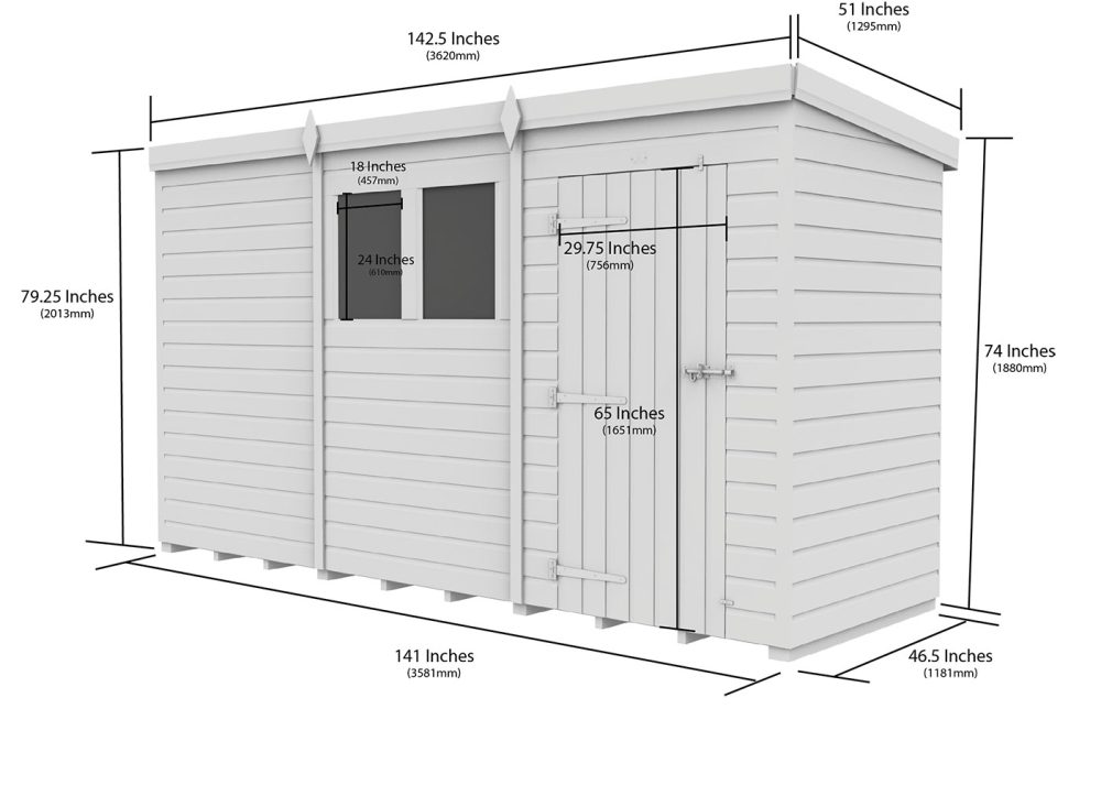 12ft x 4ft Pent Shed - Image 5
