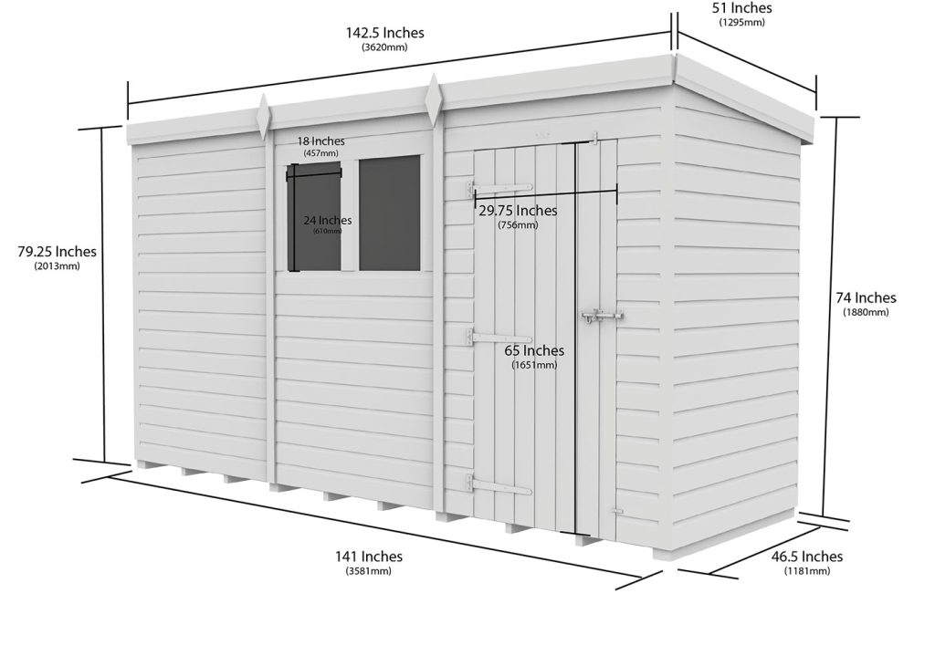 Flat Pack Sheds 12ft x 4ft Pent Shed - Image 5