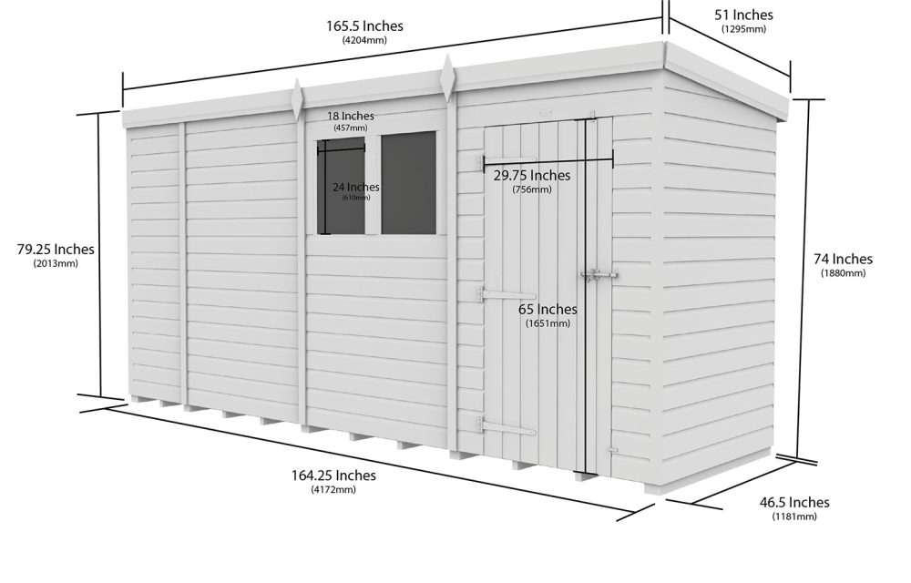 14ft x 4ft Pent Shed - Image 5