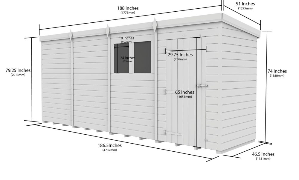 16ft x 4ft Pent Shed - Image 5