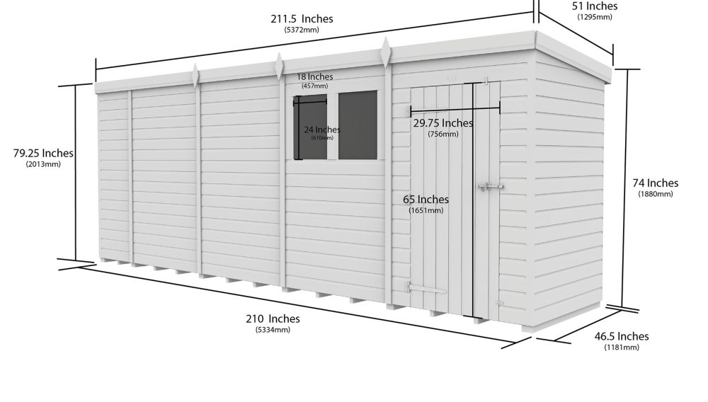 18ft x 4ft Pent Shed - Image 5